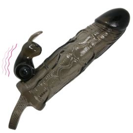 BAILE BRAVE MAN FUNDA REALISTICA PENE CON RABBIT 165 CM NEGRO