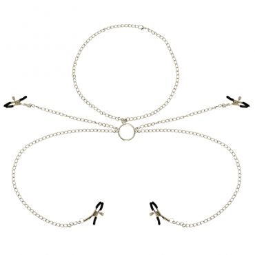 OHMAMA FETISH 4 PINZAS PEZONES CON COLLAR DE CADENAS