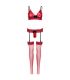LEG AVENUE SET TRES PIEZAS DE ENCAJES TALLA UNICA ROJO