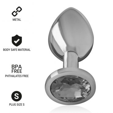 INTENSE PLUG ANAL METAL ALUMINIO CON CRISTAL NEGRO TALLA S