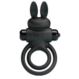 PRETTY LOVE ANILLO VIBRADOR III CONEJO PARA PENE NEGRO