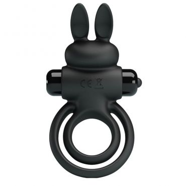 PRETTY LOVE ANILLO VIBRADOR III CONEJO PARA PENE NEGRO