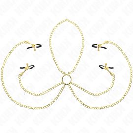 KINK PINZAS PARA PEZONES Y CLaTORIS 4 ENGANCHES AJUSTABLE DORADO