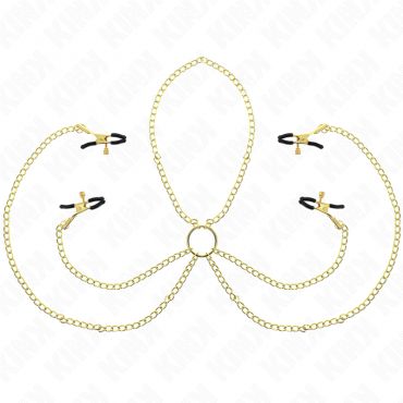 KINK PINZAS PARA PEZONES Y CLaTORIS 4 ENGANCHES AJUSTABLE DORADO