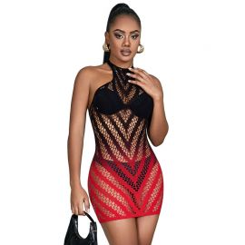 SUBBLIME 952242 VESTIDO DE REJILLA ELSTICO DEGRADADO ROJO Y NEGRO TALLA aNICA