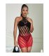 SUBBLIME 952242 VESTIDO DE REJILLA ELSTICO DEGRADADO ROJO Y NEGRO TALLA aNICA
