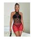 SUBBLIME 952242 VESTIDO DE REJILLA ELSTICO DEGRADADO ROJO Y NEGRO TALLA aNICA