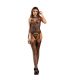 SUBBLIME 952136 BODYSTOCKING CROTCHLESS DE REJILLA CON DETALLES FLORALES Y CUELLO HALTER NEGRO TALLA aNICA