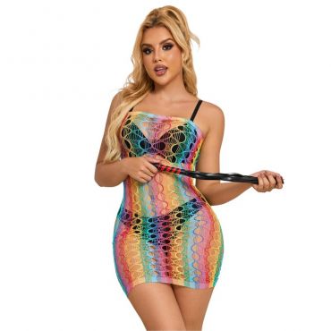 SUBBLIME 952365 VESTIDO DE REJILLA HOMBROS DESCUBIERTOS ARCOIRIS TALLA aNICA