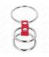KINK ANILLO PENE TRIPLE METAL 37 CM A 5 CM CONECTADOS CON CUERO ROJO