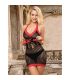 SUBBLIME 952068 VESTIDO CORTO DE REJILLA CON COSTURAS NEGRAS Y ROJAS TALLA aNICA
