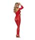 SUBBLIME 951825 BODYSTOCKING CROTCHLESS DE REJILLA CON PATRaN DE ROSAS ROJO TALLA aNICA