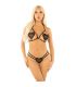 LEG AVENUE SUJETADOR DE COPA ABIERTA TANGA DISEaO DE CORAZaN NEGRO TALLA aNICA