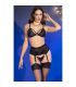 CHILIROSE CR 4728 SET SUJETADOR TANGA MEDIAS NEGRO M