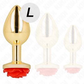 KINK PLUG ANAL DORADO ROSA ROJA TALLA L