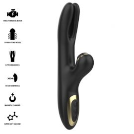 IBIZA VIBRADOR HI TECH RABITT POR ONDAS CLITORIALES Y DOBLE CLAMPING NEGRO DOBLE CLAMPING NEGRO