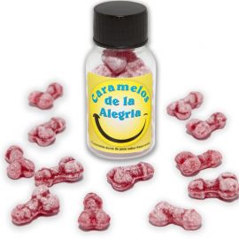DIABLO PICANTE 12 CARAMELOS DE LA ALEGRaA FORMA PENE FRESA CEREZA
