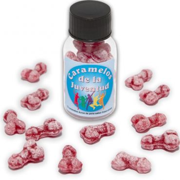 DIABLO PICANTE 12 CARAMELOS DE LA JUVENTUD FORMA PENE FRESA CEREZA