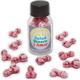 DIABLO PICANTE 12 CARAMELOS DE LA SALUD DINERO AMOR FORMA PENE FRESA CEREZA