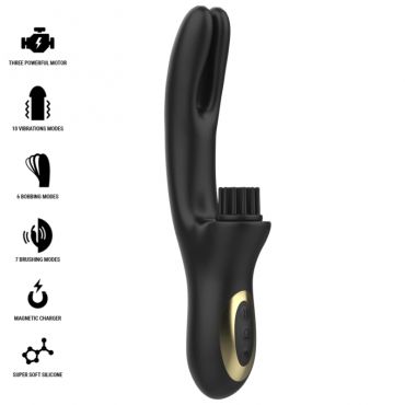 IBIZA VIBRADOR HI TECH RABITT BRUSHING MULTI CELDAS CLITORIALES Y DOBLE WAVE