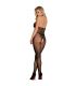 SUBBLIME 951801 BODYSTOCKING CROTCHLESS DE REJILLA Y ENCAJE CON CUELLO ALTO NEGRO TALLA aNICA