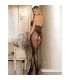 SUBBLIME 951801 BODYSTOCKING CROTCHLESS DE REJILLA Y ENCAJE CON CUELLO ALTO NEGRO TALLA aNICA