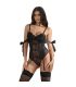 SUBBLIME 955502 BODY DE ENCAJE CON LAZOS Y LIGAS NEGRO L XL