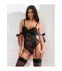 SUBBLIME 955502 BODY DE ENCAJE CON LAZOS Y LIGAS NEGRO L XL