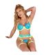SUBBLIME 955311 SET SUJETADOR CON ENCAJE Y LIGUEROS VERDE Y AZUL S M