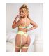 SUBBLIME 955311 SET SUJETADOR CON ENCAJE Y LIGUEROS VERDE Y AZUL S M