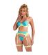 SUBBLIME 955328 SET SUJETADOR CON ENCAJE Y LIGUEROS VERDE Y AZUL L XL