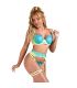 SUBBLIME 955328 SET SUJETADOR CON ENCAJE Y LIGUEROS VERDE Y AZUL L XL