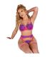 SUBBLIME 955359 SET SUJETADOR CON ENCAJE Y LIGUEROS ROSA Y MORADO S M