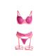 SUBBLIME 955366 SET SUJETADOR CON ENCAJE Y LIGUEROS ROSA Y MORADO L XL
