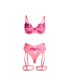 SUBBLIME 955366 SET SUJETADOR CON ENCAJE Y LIGUEROS ROSA Y MORADO L XL