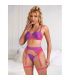 SUBBLIME 955366 SET SUJETADOR CON ENCAJE Y LIGUEROS ROSA Y MORADO L XL