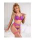 SUBBLIME 955366 SET SUJETADOR CON ENCAJE Y LIGUEROS ROSA Y MORADO L XL