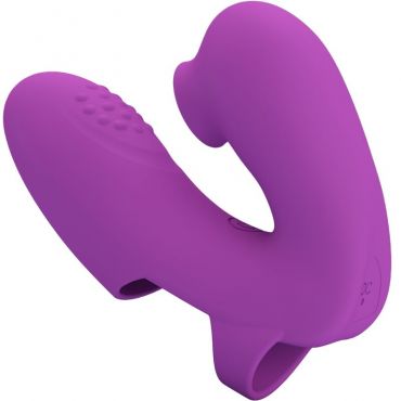 PRETTY LOVE ATHENA VIBRADOR DE DEDO CON ESTIMULADOR CLaTORIS MORADO