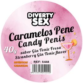 DIABLO PICANTE 20 CARAMELOS CON FORMA DE PENE CON SABOR GIN TONIC