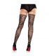LEG AVENUE MEDIAS SIN PIES DE ENCAJE FLORAL NEGRO