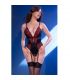 CHILIROSE CR 4863 BODY CON ENCAJE DE FLORES ROJAS Y LIGUEROS XL