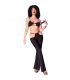 CHILIROSE CR 4851 SET TOP NEGRO Y LEGGINS CON COMPLEMENTOS DORADOS