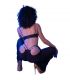 CHILIROSE CR 4851 SET TOP NEGRO Y LEGGINS CON COMPLEMENTOS DORADOS