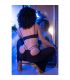 CHILIROSE CR 4851 SET TOP NEGRO Y LEGGINS CON COMPLEMENTOS DORADOS