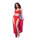 CHILIROSE CR 4850 SET TOP ROJO Y LEGGINS CON COMPLEMENTOS DORADOS S