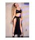CHILIROSE CR 4672 TOP NEGRO FALDA Y TANGA CON CADENAS DORADAS S