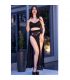 CHILIROSE CR 4672 TOP NEGRO FALDA Y TANGA CON CADENAS DORADAS S