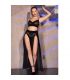 CHILIROSE CR 4672 TOP NEGRO FALDA Y TANGA CON CADENAS DORADAS S