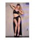 CHILIROSE CR 4672 TOP NEGRO FALDA Y TANGA CON CADENAS DORADAS S