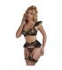 SUBBLIME 957483 CONJUNTO SUJETADOR Y LIGA DE ENCAJE NEGRO S M